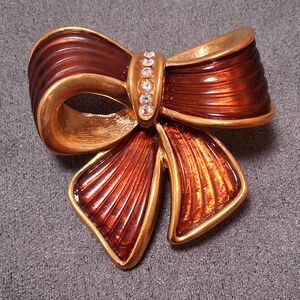 Joan Rivers Lucite Bow Brooch Vintage Pin